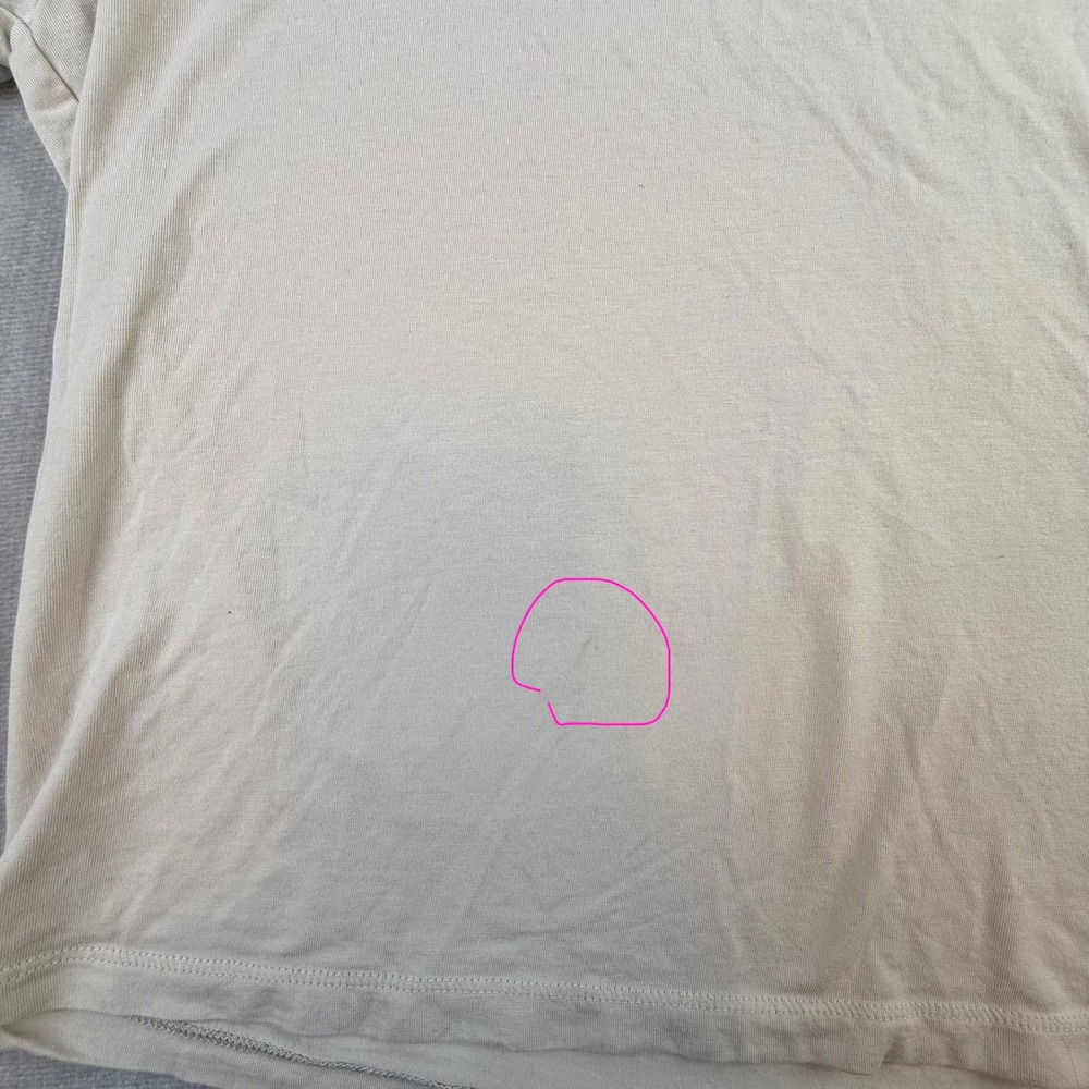 Nike Womens Slim Fit Embroidered Swoosh T-Shirt Tan Beige Large Short Sleeve Tee - Picture 5 of 6